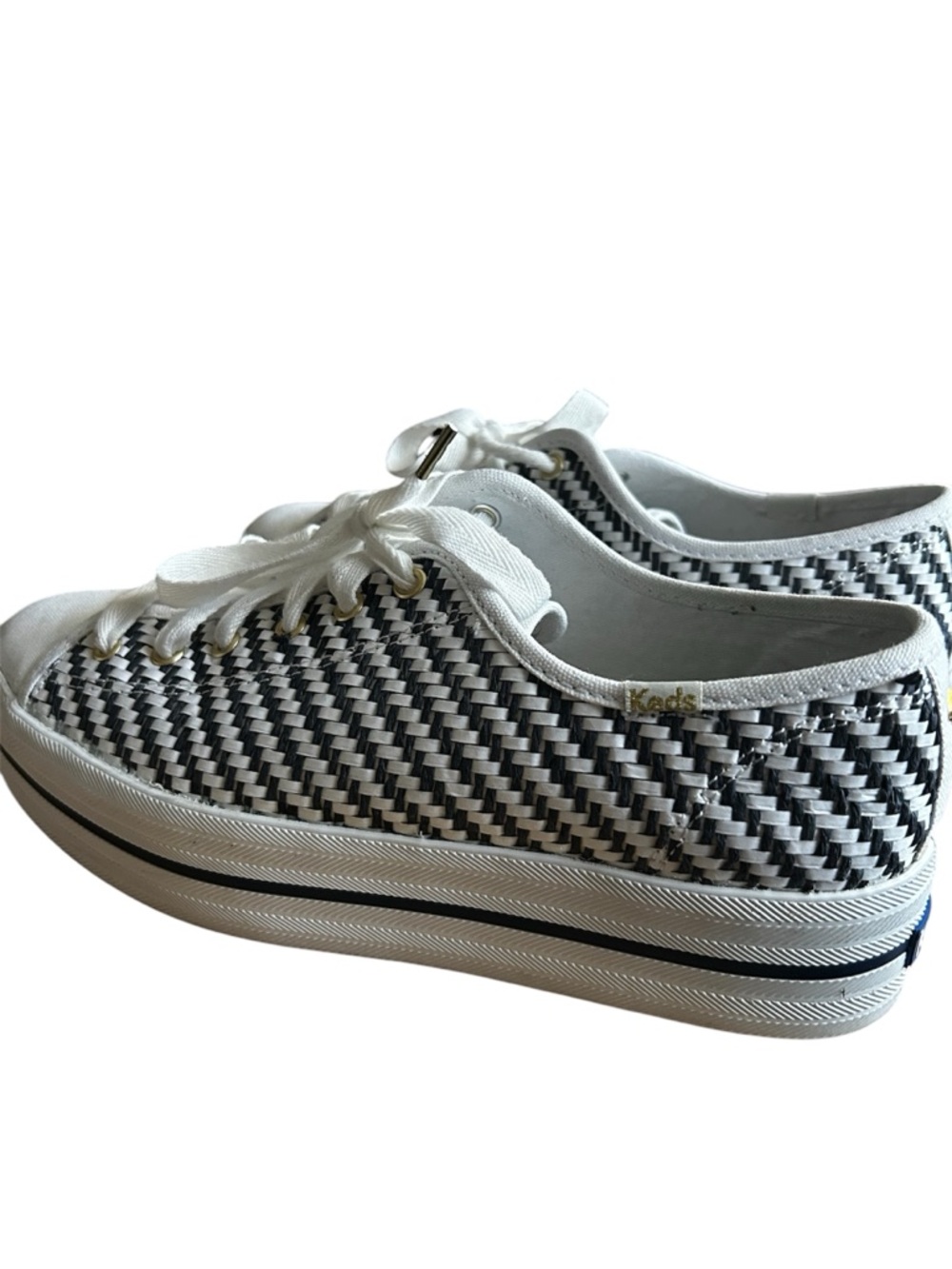 Keds Kate Spade Women's Black and White Woven Platform Sneakers
